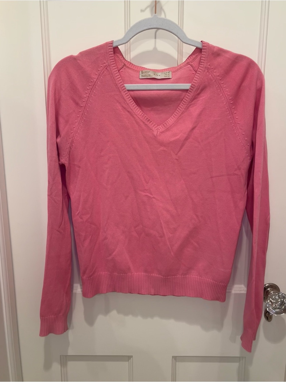 Zara Hot Pink V-Neck Lightweight Sweater